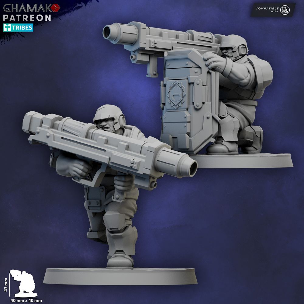 Freedom Guard Ogroid Shock Troops Missile Launcher, Imperial Army proxy miniature, artillery, 28mm heroic scale, view 3