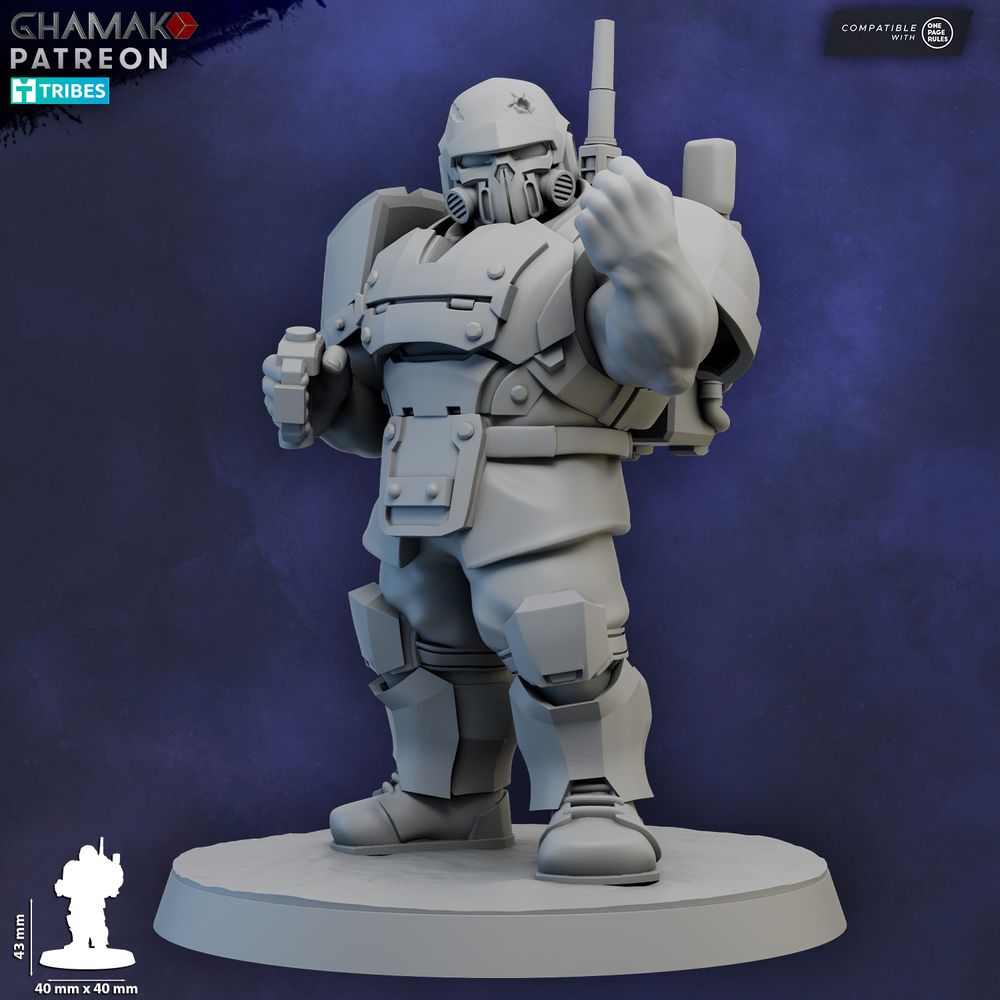 Freedom Guard Ogroid Shock Troops Radio Operator, Imperial Army proxy miniature, infantry, 28mm heroic scale unpainted resin