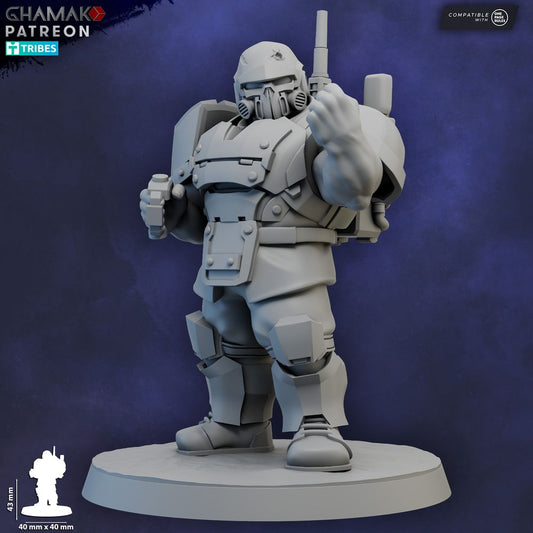 Freedom Guard Ogroid Shock Troops Radio Operator, Imperial Army proxy miniature, infantry, 28mm heroic scale unpainted resin