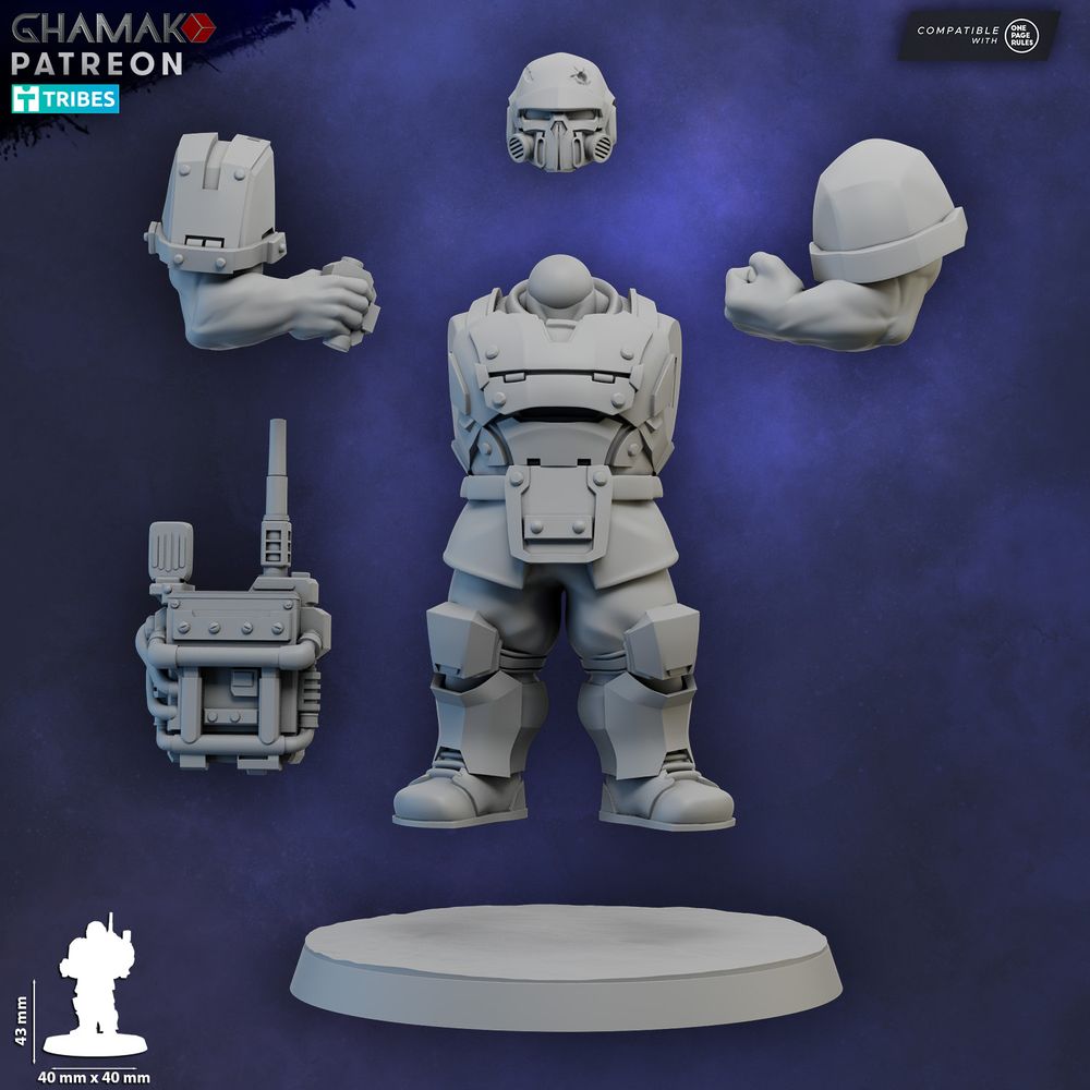Freedom Guard Ogroid Shock Troops Radio Operator, Imperial Army proxy miniature, infantry, 28mm heroic scale, view 2