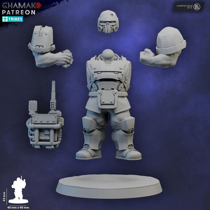 Freedom Guard Ogroid Shock Troops Radio Operator, Imperial Army proxy miniature, infantry, 28mm heroic scale, view 2