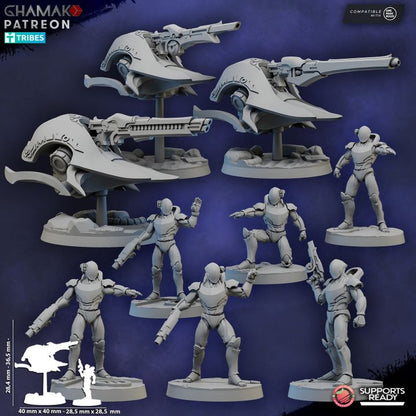 Space Elves Kythera With Clades, Eldar proxy miniature, 28mm heroic scale unpainted resin