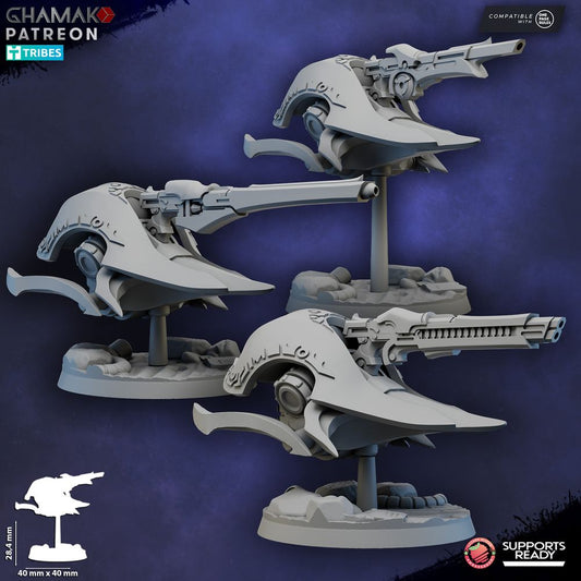 Space Elves Kythera With Clades, Eldar proxy miniature, 28mm heroic scale unpainted resin, view 2