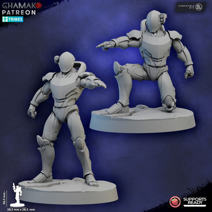 Space Elves Kythera With Clades, Eldar proxy miniature, 28mm heroic scale unpainted resin, view 4