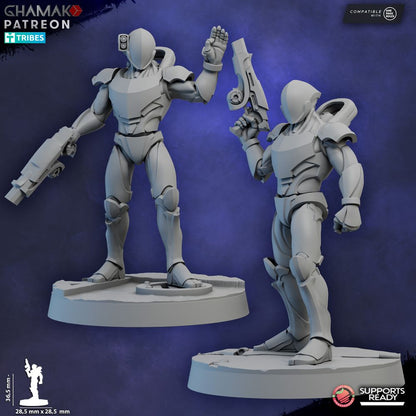 Space Elves Kythera With Clades, Eldar proxy miniature, 28mm heroic scale unpainted resin, view 6