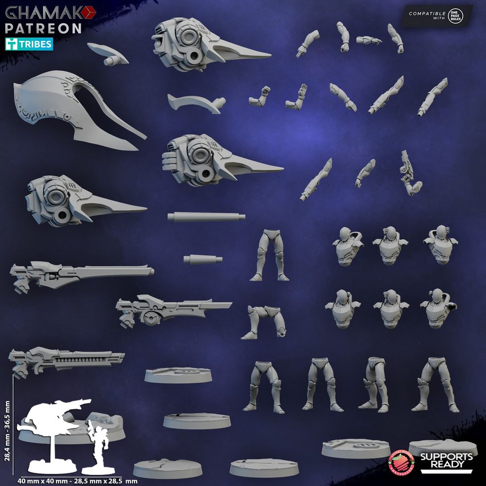 Space Elves Kythera With Clades, Eldar proxy miniature, 28mm heroic scale unpainted resin, view 7