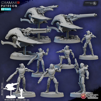 Space Elves Kythera With Clades, Eldar proxy miniature, 28mm heroic scale unpainted resin, view 8