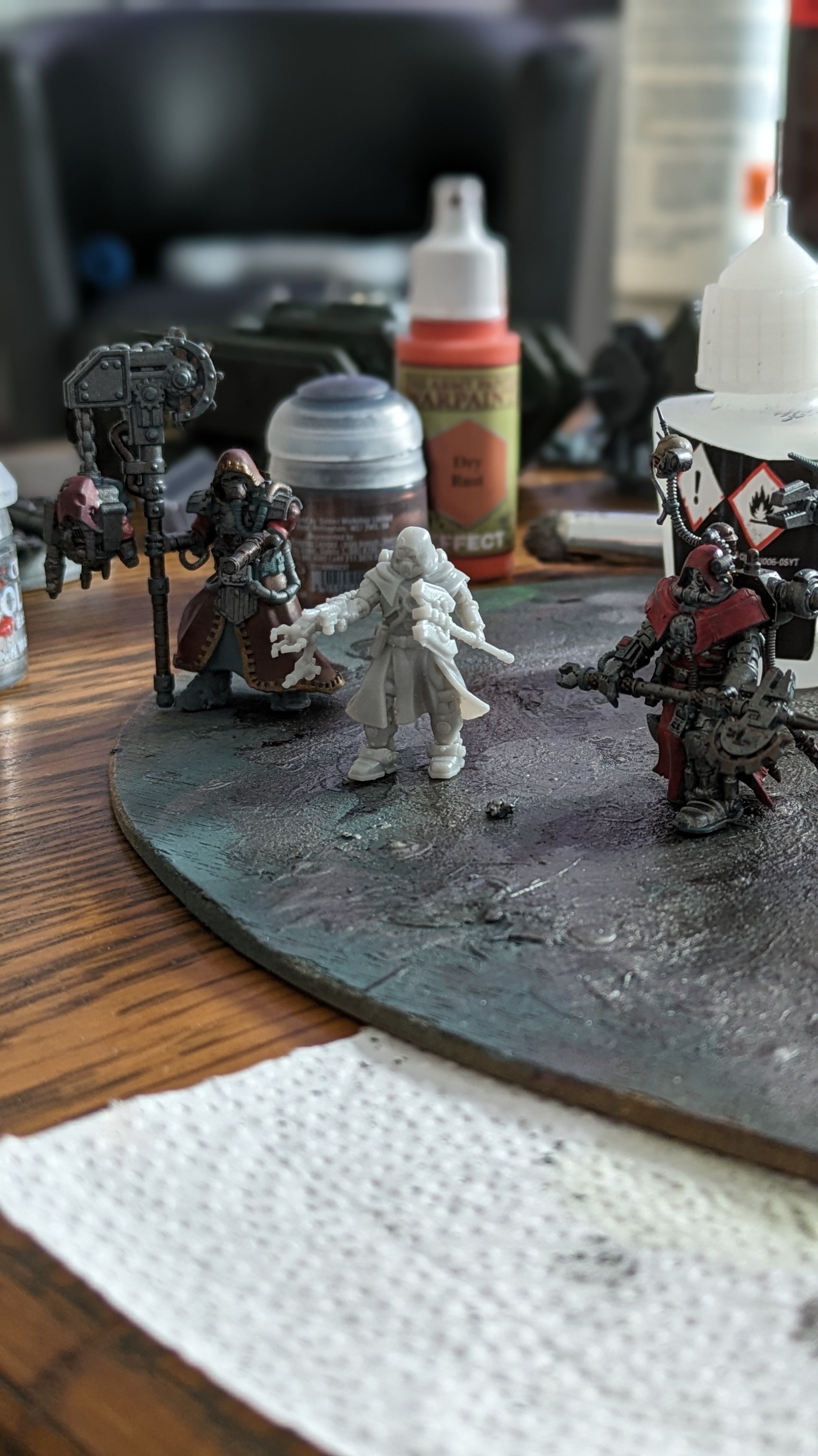 Frostborn Division Machine Cult Engineer, Imperial Army proxy miniature, character, 28mm heroic scale unpainted resin, view 5