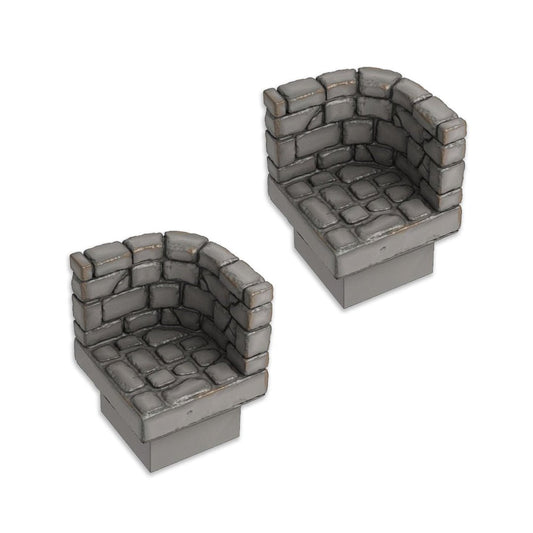 Round Corner Wall (2 Pack), Ultimate Dungeon - MiniForge