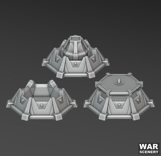 Small Circloid Bunkers (3 pack), Apocalypse Fortress - MiniForge